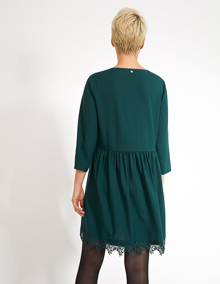 Pinegreen jurk afgeboord met kant I.Code - I.CODE