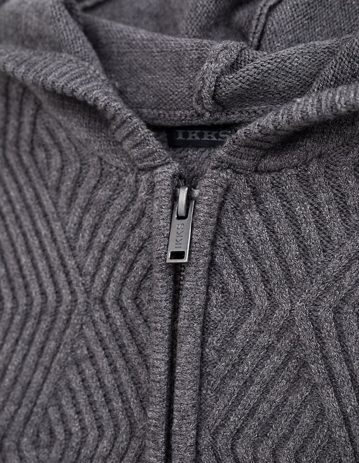 Cárdigan granito jaspeado cremallera tricot relieve niño-3