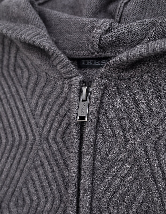 Cardigan granit chiné zippé tricot reliefé garçon - IKKS
