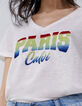 Tee-shirt blanc à message floqué deep dye Femme-3
