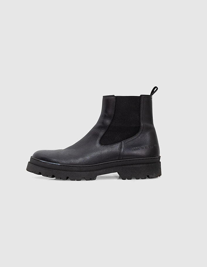 Men’s black leather Chelsea boots with notched sole - IKKS
