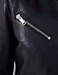 Blouson noir en cuir d'agneau capuche amovible femme-3