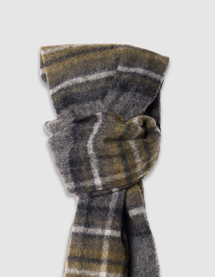 Echarpe grise motif carreaux Homme-2