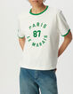 Wit T-shirt groene ribboorden met tekst-2