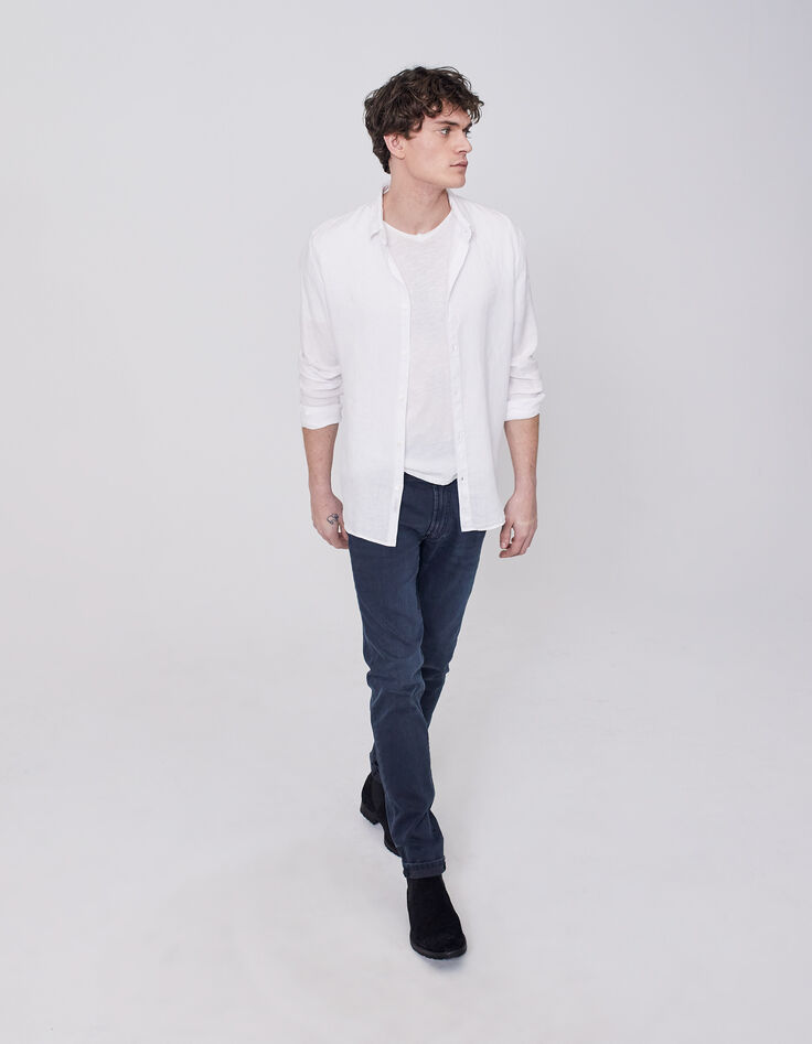 Men’s white pure linen SLIM shirt-7