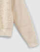 Girls&rsquo; ecru mixed fabric knit cardigan-4