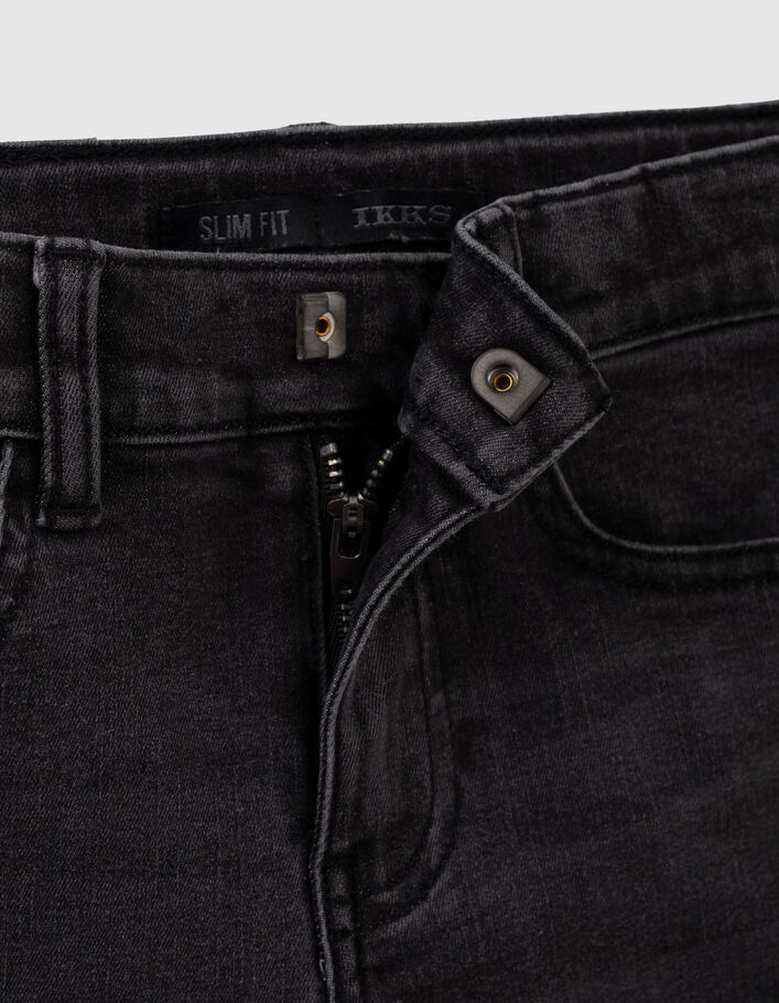 Zwarte slim jeans ultra-sterk bikerstijl jongens - IKKS