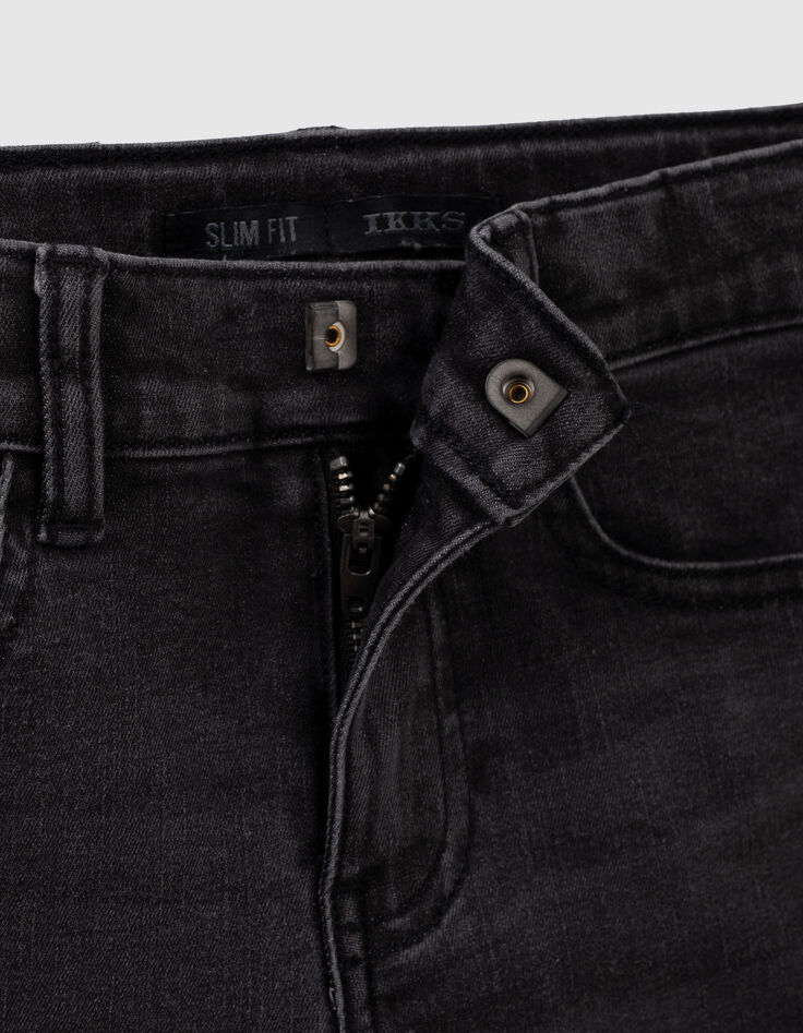 Boys’ black super-resistant biker-style slim jeans-5