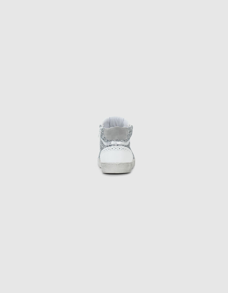 Witte leren sneakers met zilverkleurige glitters Dames-2