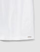 Girls&rsquo; off-white organic cotton T-shirt with rubber image-4