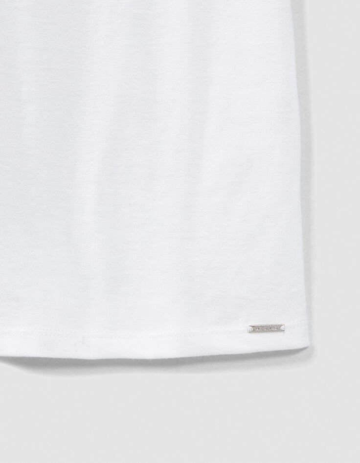 Girls&rsquo; off-white organic cotton T-shirt with rubber image-4