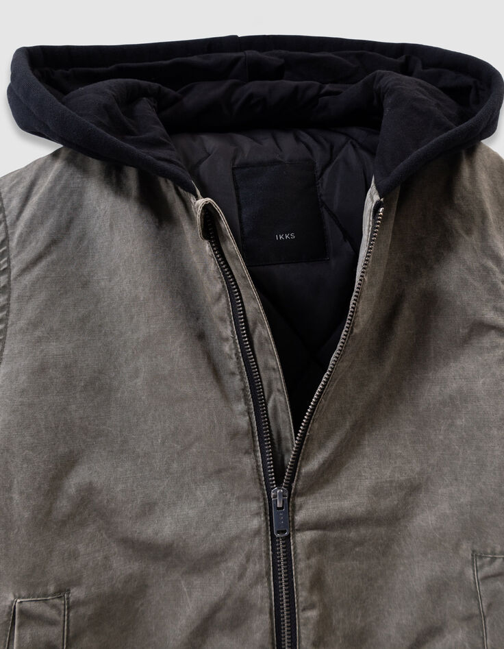 Khaki Jungenbomberjacke mit abnehmbarer Kapuze-2 Khaki Jungenbomberjacke mit abnehmbarer Kapuze-2