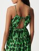 Robe longue verte imprim&eacute; abstrait Femme-5