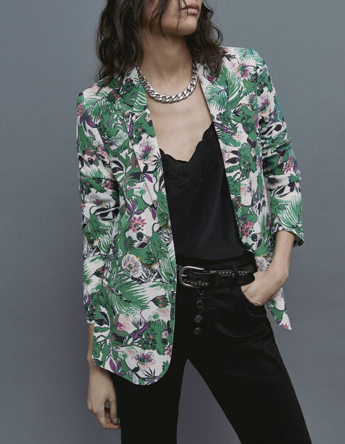 Women’s green plant print suit jacket