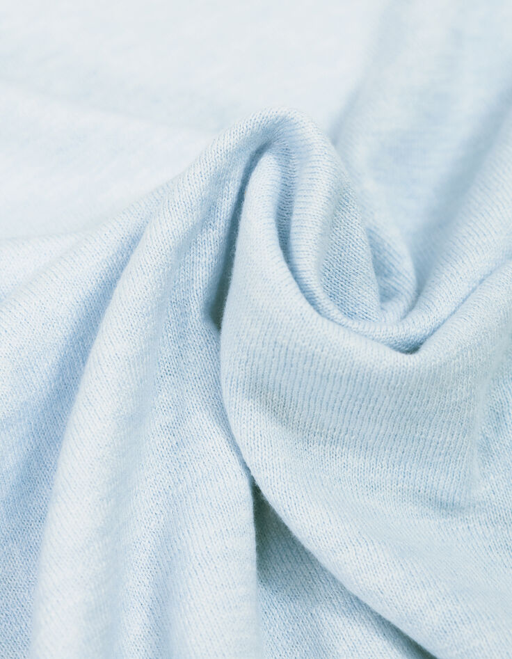 Men's sky slub knit sweater with rolled edges-7