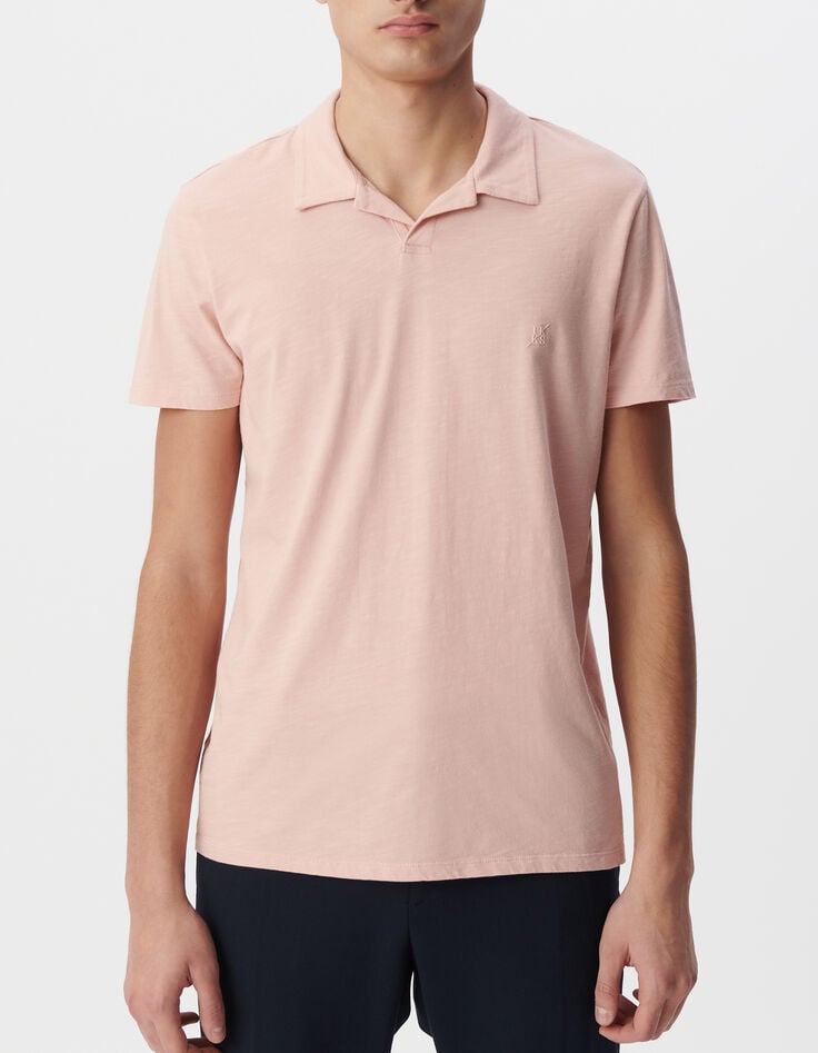 Polo REGULAR rosa flameado de algod&oacute;n org&aacute;nico para hombre-2