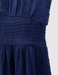 Robe longue bleue jacquard motif plumetis fille-8