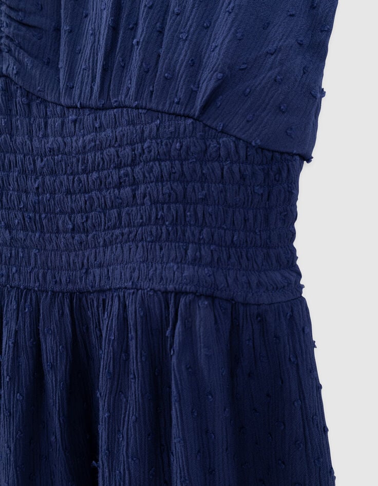 Robe longue bleue jacquard motif plumetis fille-8 Robe longue bleue jacquard motif plumetis fille-8