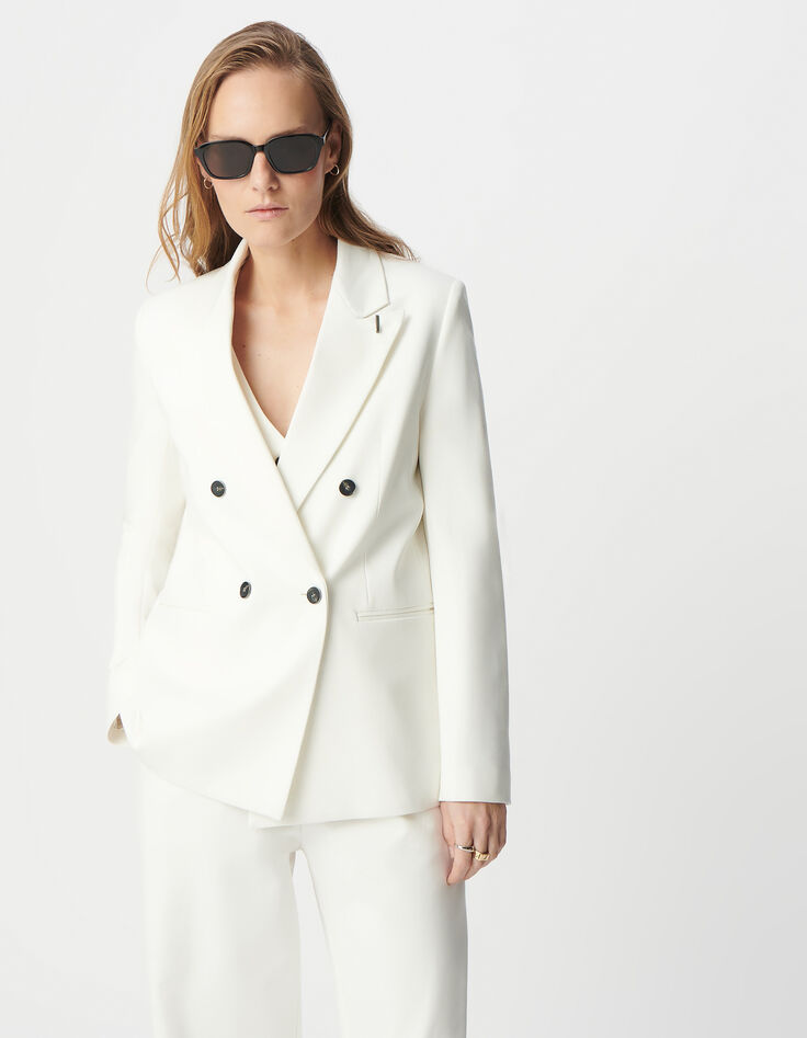 Veste de tailleur blanche coupe large maille Milano Femme-2