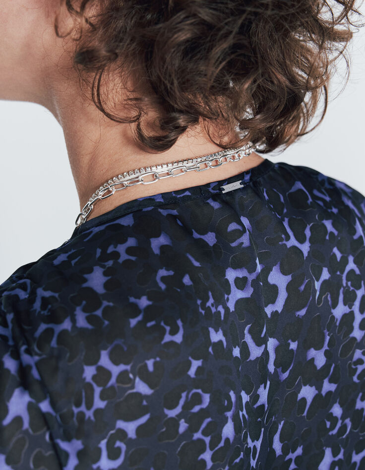 Women’s black/blue leopard print recycled wrap blouse-5
