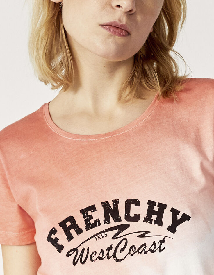 Women’s peach tie-dye organic cotton T-shirt, black image-5