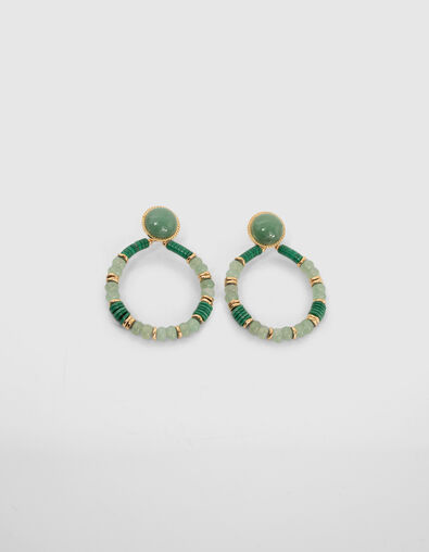 Women’s gold-tone earrings with African turquoise beads - IKKS