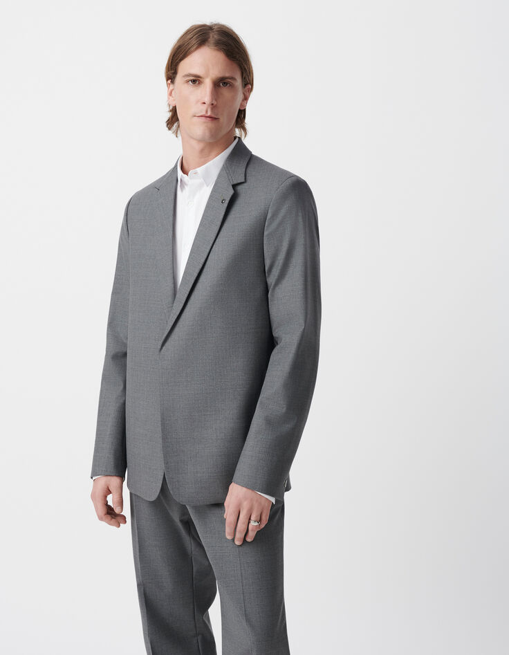 Grijze blazer gemengde wol Heren-2