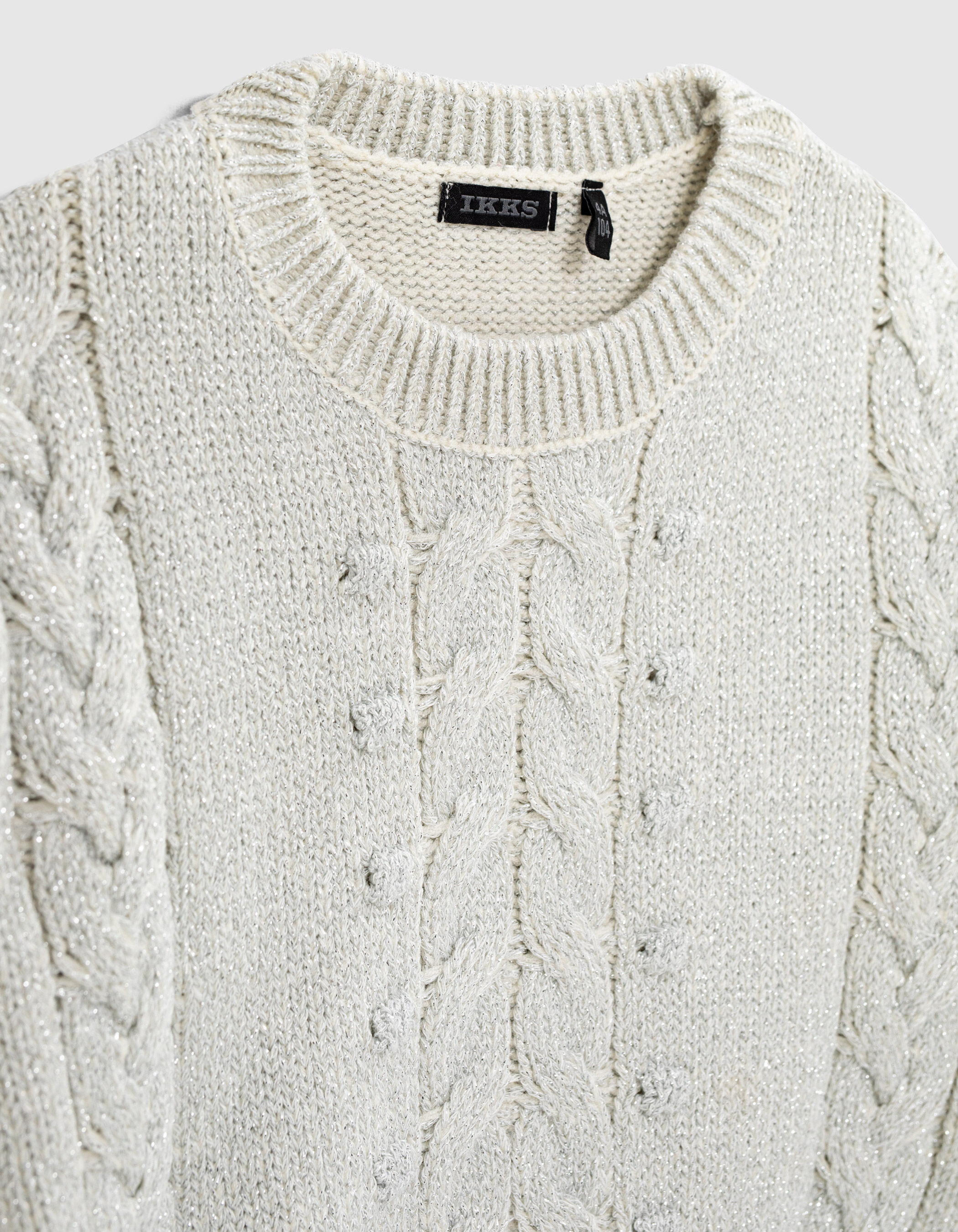 Girls silver cable knit sweater IKKS