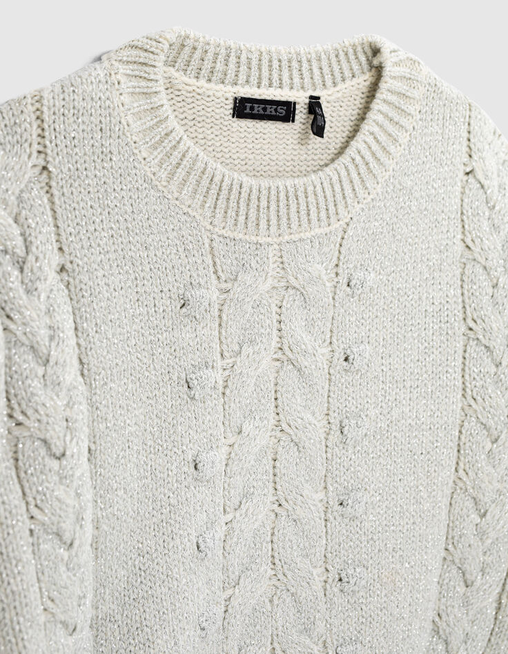 Silberfarbener M&auml;dchentwiststrickpullover-2