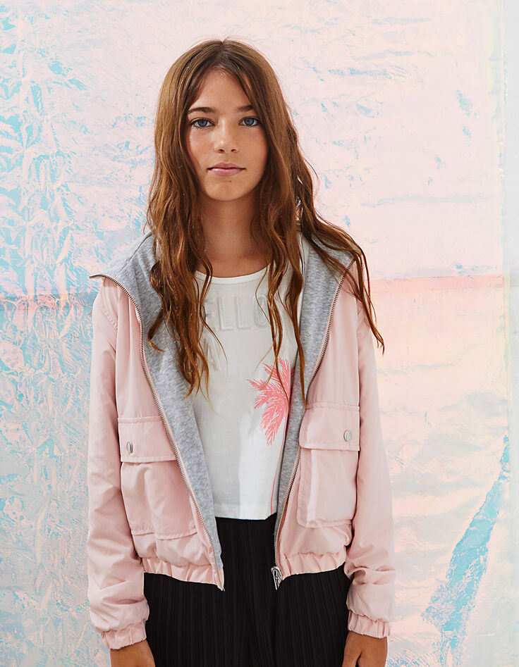 Girls’ pastel pink and grey reversible jacket-1