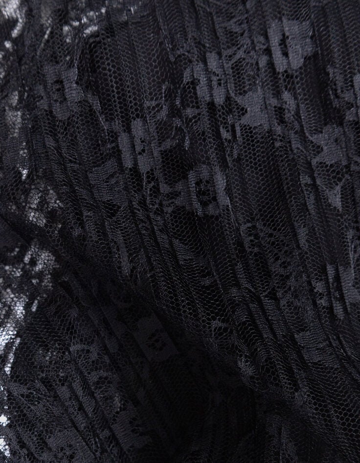 Falda larga de encaje plisado negro para ni&ntilde;a-6