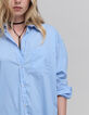 Chemise oversize ciel rayée blanc Femme-4