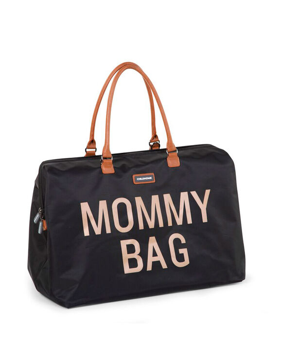 CHILDHOME Mommy Bag black baby changing bag, gold letters