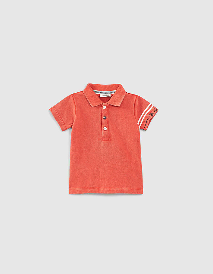 Polo orange avec maxi print dos coton bio bébé garçon  - IKKS