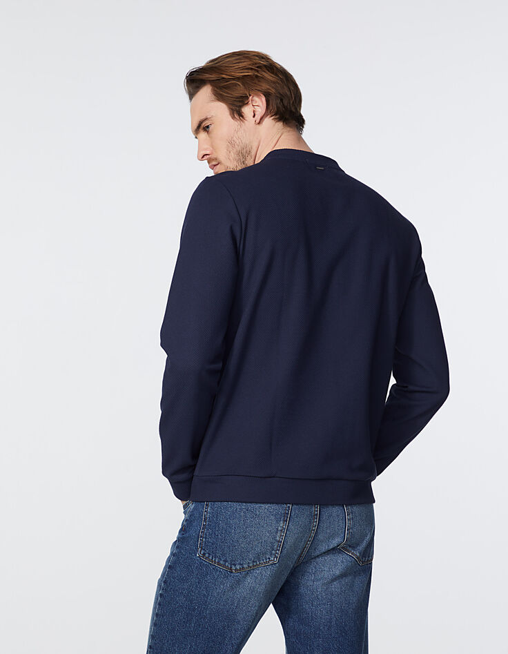 Sweat marine à relief Ottoman Homme-3 Sweat marine à relief Ottoman Homme-3