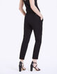 Pantalon cropped noir en coton stretch femme-3