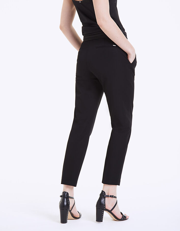 Women's black cotton stretch cropped trousers
