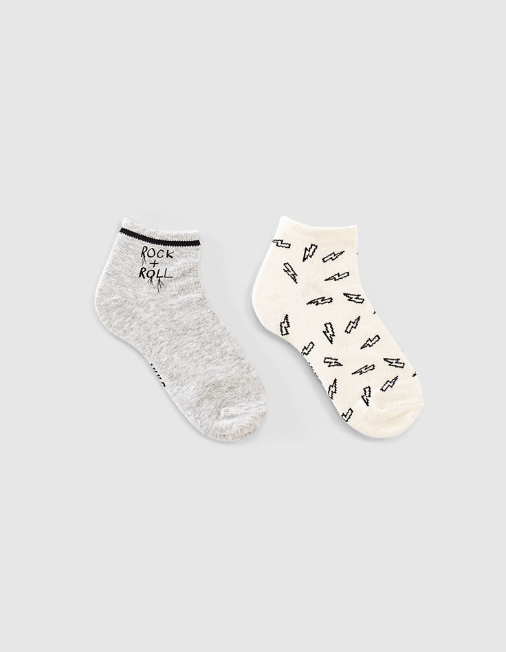 Calcetines marfil y gris motivos rock niño-1