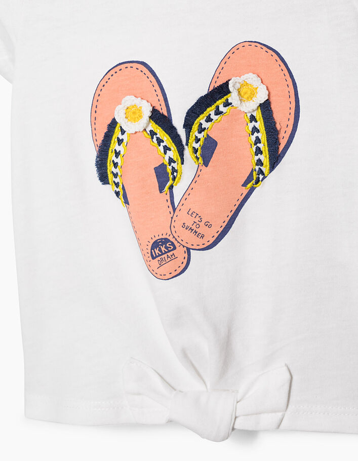 Baby girls' off-white T-shirt with flip flops - IKKS