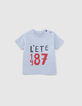Baby boys' blue slogan T-shirt-1