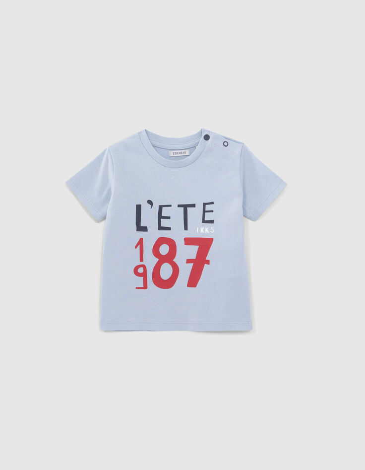 Baby boys' blue slogan T-shirt-1
