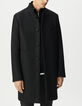 Manteau noir lainage col officier Homme-1
