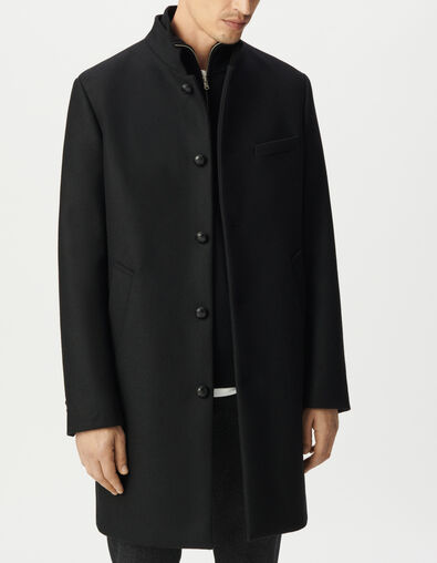 Manteau noir lainage col officier Homme - IKKS
