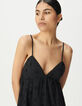 Women's black embroidery anglaise strapless dress-6