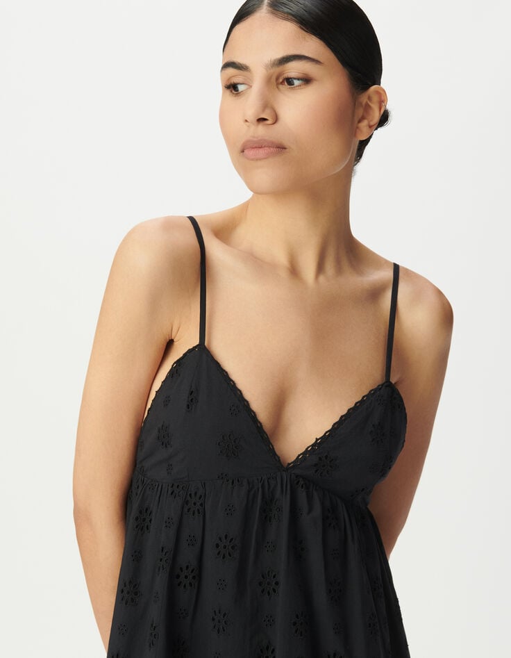 Women's black embroidery anglaise strapless dress-6 Women's black embroidery anglaise strapless dress-6