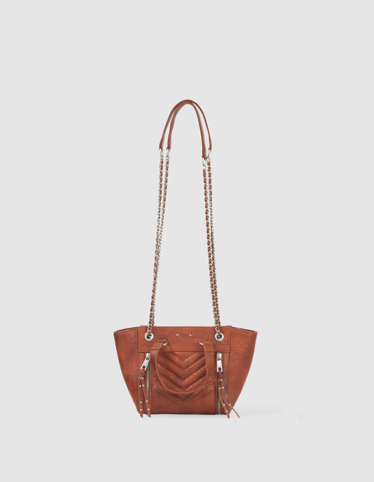 Sac cabas 1440 Small orange cuir embossé croco Femme-6