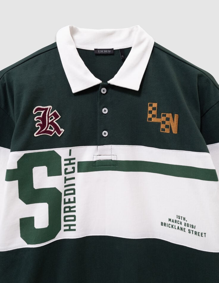 Boys’ green long-sleeved polo shirt, print and embroidery-5 Boys’ green long-sleeved polo shirt, print and embroidery-5