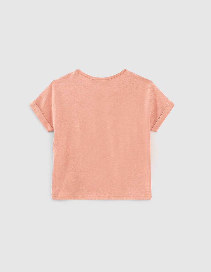 T-shirt dusty rose bio avec mains formant un cœur fille-3