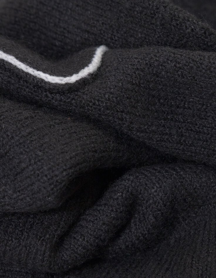 Pull noir tricot poche poitrine garçon-10 Pull noir tricot poche poitrine garçon-10