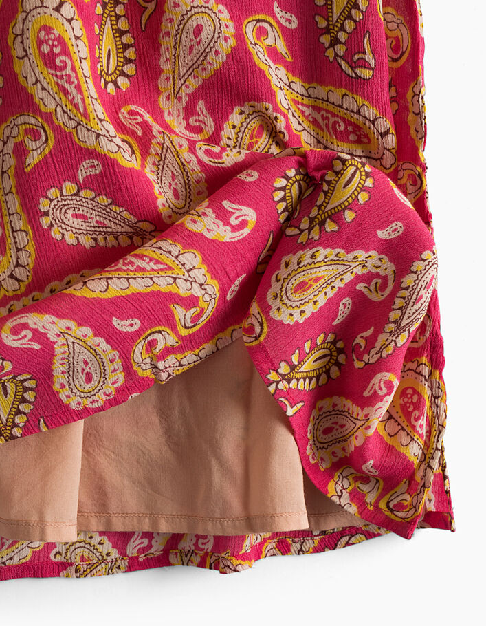 Robe longue rose moyen à imprimé cachemire fille - IKKS